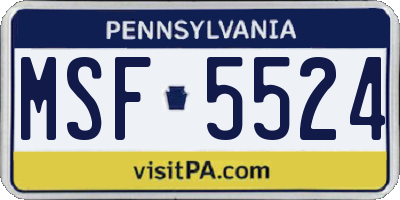 PA license plate MSF5524