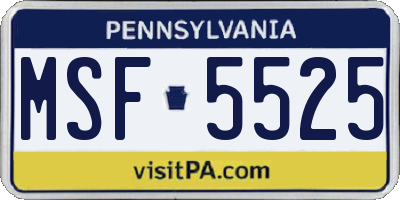 PA license plate MSF5525