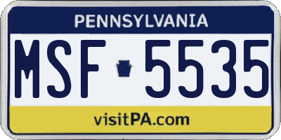 PA license plate MSF5535