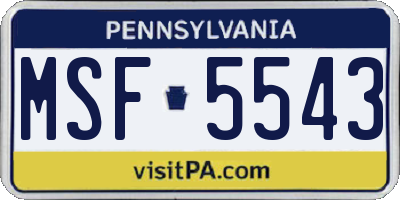 PA license plate MSF5543
