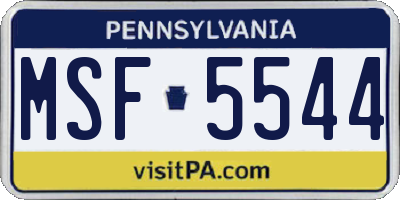 PA license plate MSF5544