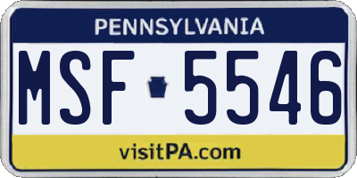 PA license plate MSF5546