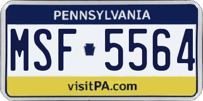 PA license plate MSF5564