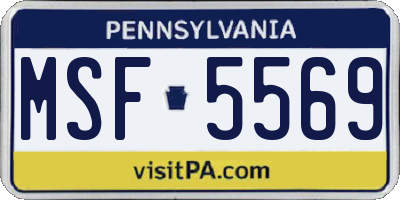 PA license plate MSF5569