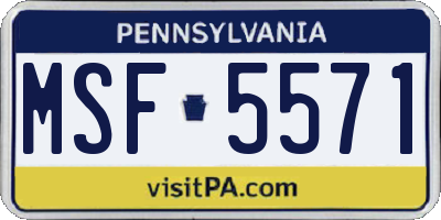 PA license plate MSF5571