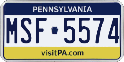 PA license plate MSF5574