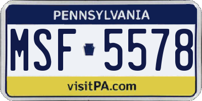 PA license plate MSF5578