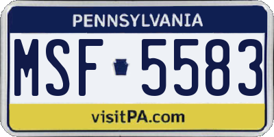 PA license plate MSF5583