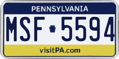 PA license plate MSF5594