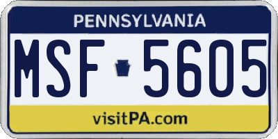 PA license plate MSF5605