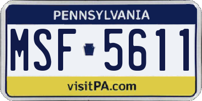 PA license plate MSF5611