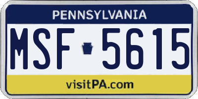 PA license plate MSF5615