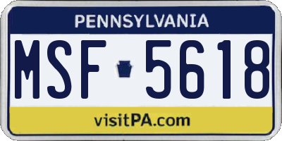 PA license plate MSF5618