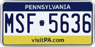 PA license plate MSF5636