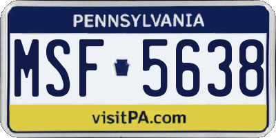 PA license plate MSF5638