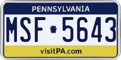 PA license plate MSF5643