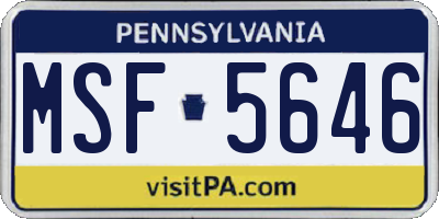 PA license plate MSF5646