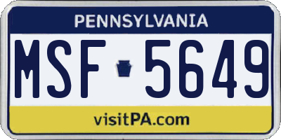 PA license plate MSF5649
