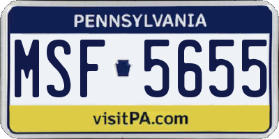 PA license plate MSF5655