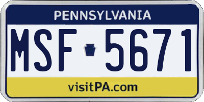 PA license plate MSF5671
