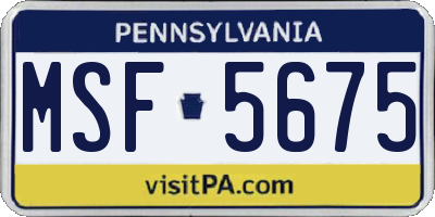PA license plate MSF5675