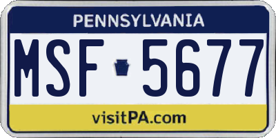 PA license plate MSF5677