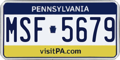 PA license plate MSF5679