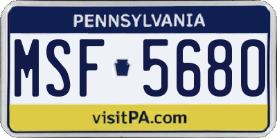 PA license plate MSF5680