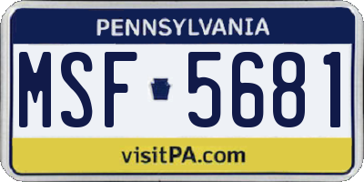 PA license plate MSF5681