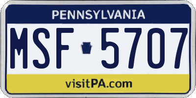 PA license plate MSF5707