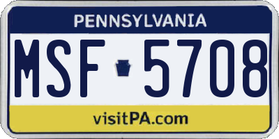 PA license plate MSF5708