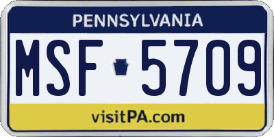 PA license plate MSF5709