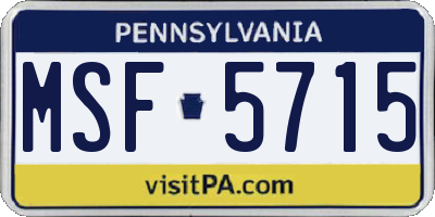 PA license plate MSF5715