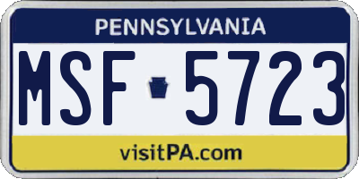 PA license plate MSF5723