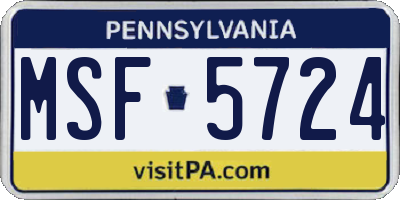 PA license plate MSF5724
