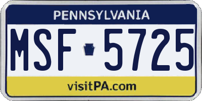 PA license plate MSF5725