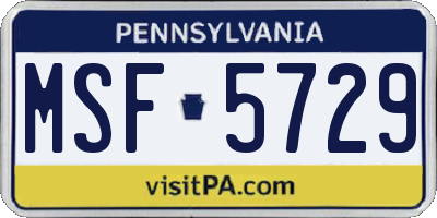 PA license plate MSF5729