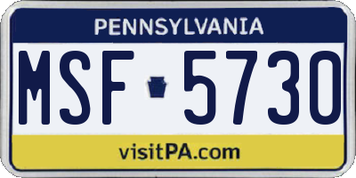 PA license plate MSF5730