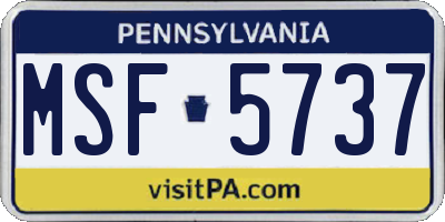 PA license plate MSF5737