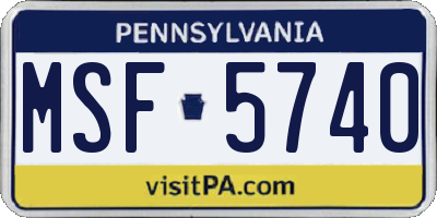 PA license plate MSF5740