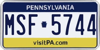 PA license plate MSF5744