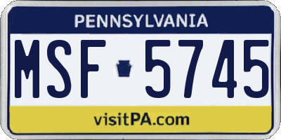PA license plate MSF5745