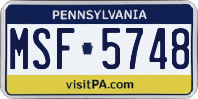 PA license plate MSF5748