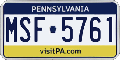 PA license plate MSF5761