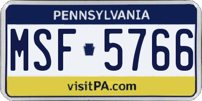 PA license plate MSF5766