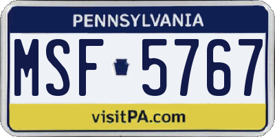 PA license plate MSF5767