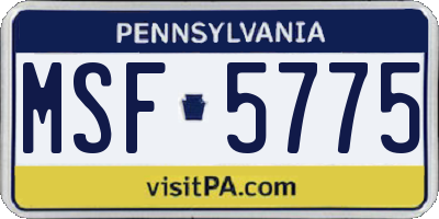 PA license plate MSF5775
