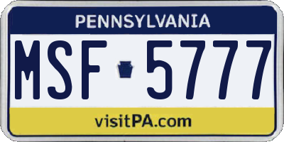 PA license plate MSF5777