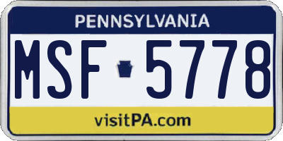 PA license plate MSF5778