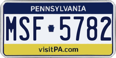 PA license plate MSF5782